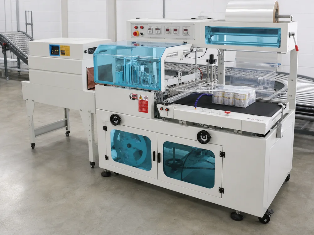 Automatic shrink wrapping line producing bottled multipacks